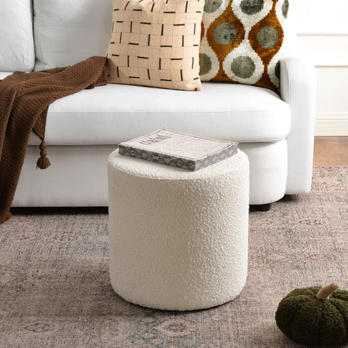 Elof Bouclé Ottoman - Accent Ottoman | Modern Pouf | Kinwell Furniture | Bedroom Ottomans